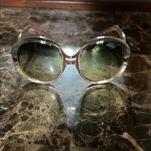 Chloe Gray Oversized Sunglasses with Metallic Accents